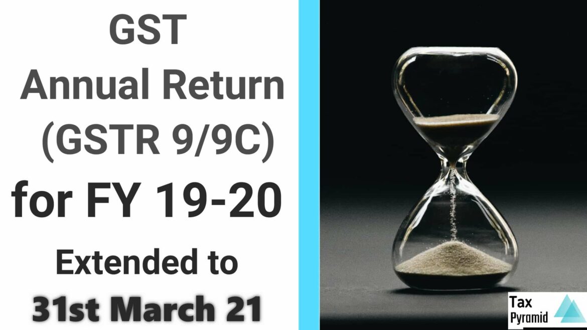 GST Annual Return GSTR 9/9C for FY 2019-20 extended to 31st March 21